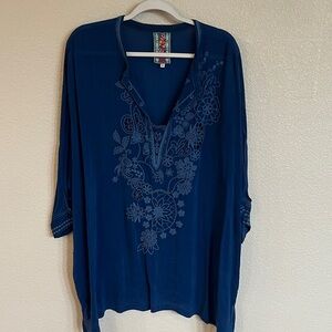 Johnny Was Deep Blue Floral Tunic